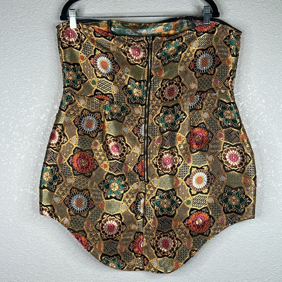 Pretty Little Thing Japanese Floral Ornate Strapless Mini Dress Size Large New! - Picture 3 of 7